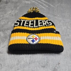 Pittsburgh Steelers 47 Brand Beanie Pom Knit Hat NFL Fleece Lined Winter Cap